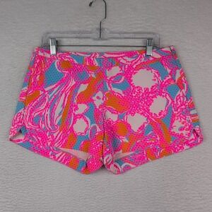 Lilly Pulitzer Adie Shorts Women's 6  Shorely Blue Feeling Tanked Textured Zip